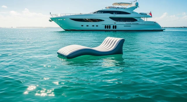 Sillón flotante Lazy Lounger — Miami yacht charter add-on