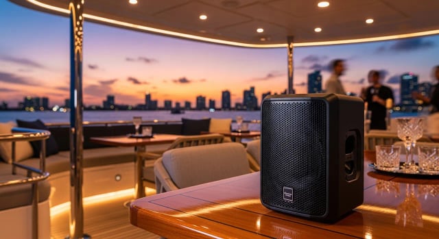 (1) Altavoz QSC de 8" — Miami yacht charter add-on