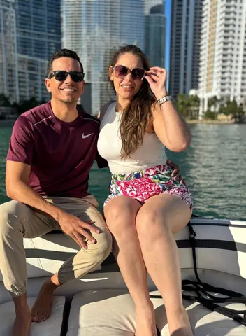 Couple on the bow on the Miami River