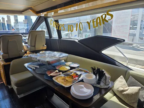Anniversary spread set up in the yacht salon